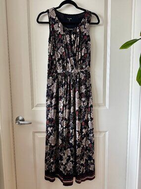 Garnet Hill Floral Maxi Dress | Bohochic Earthy Sleeveless dress | XS